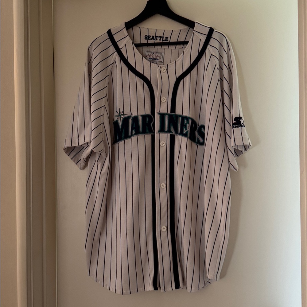 Vintage 1990's Seattle Mariners STARTER Pinstripe Cloth Jersey Sz. XL